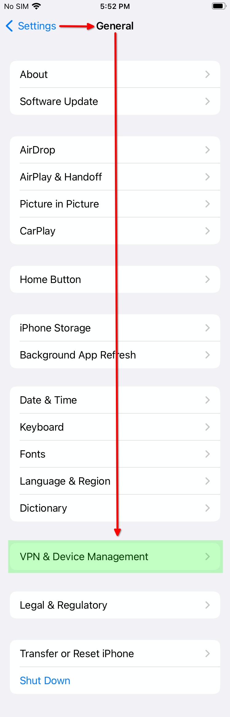 Settings management