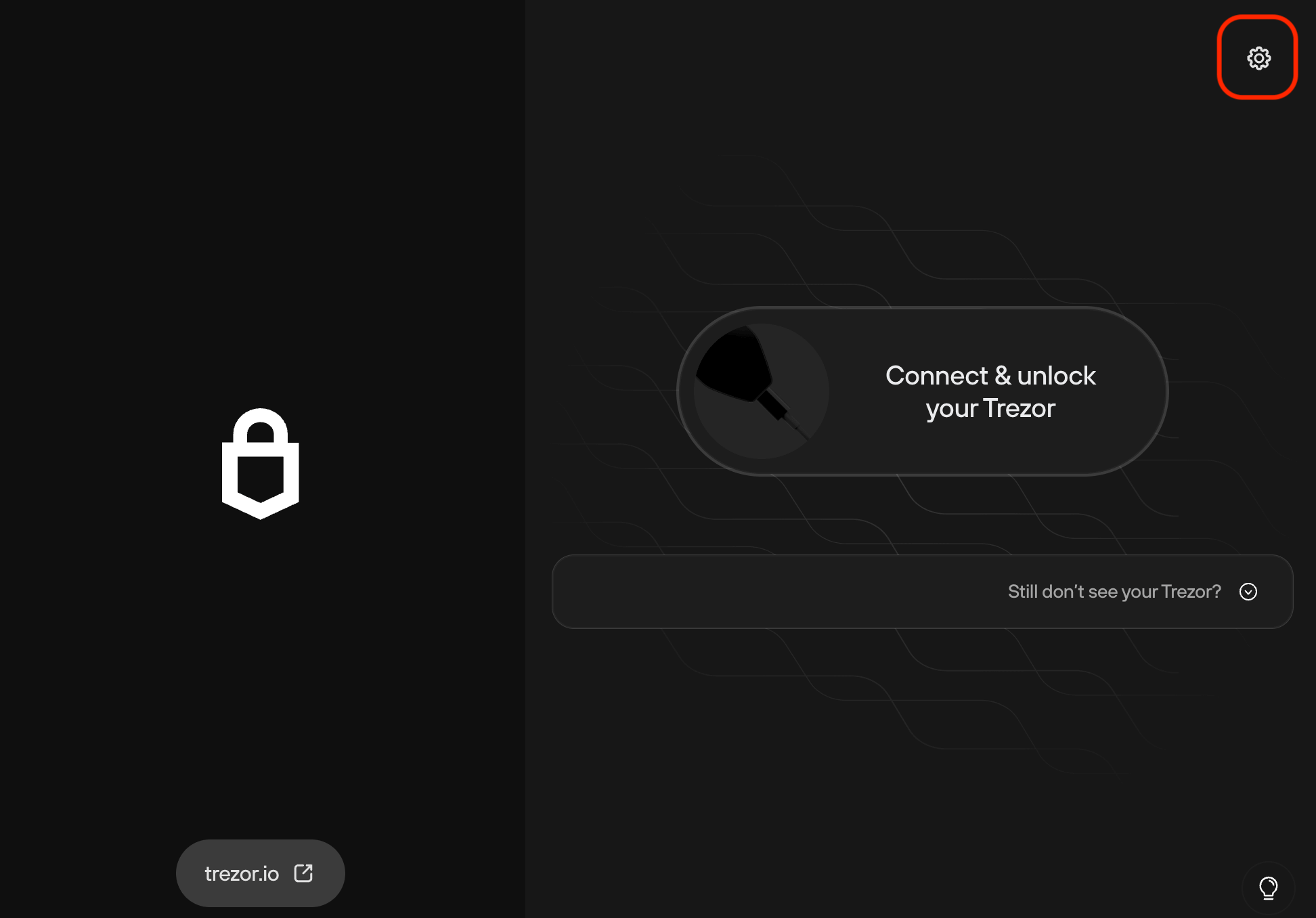 Trezor Suite menu