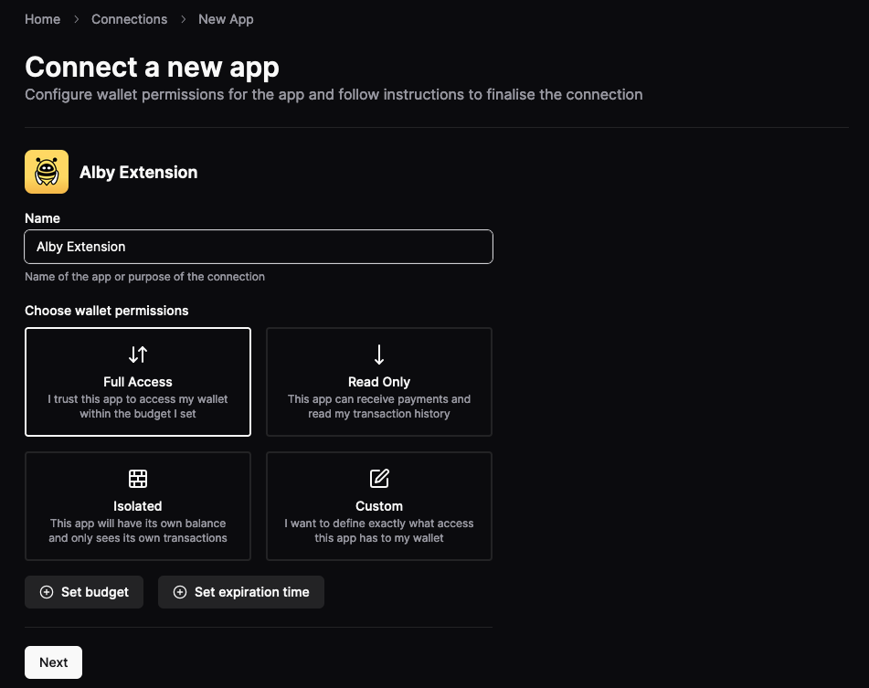 Alby Extension Setup