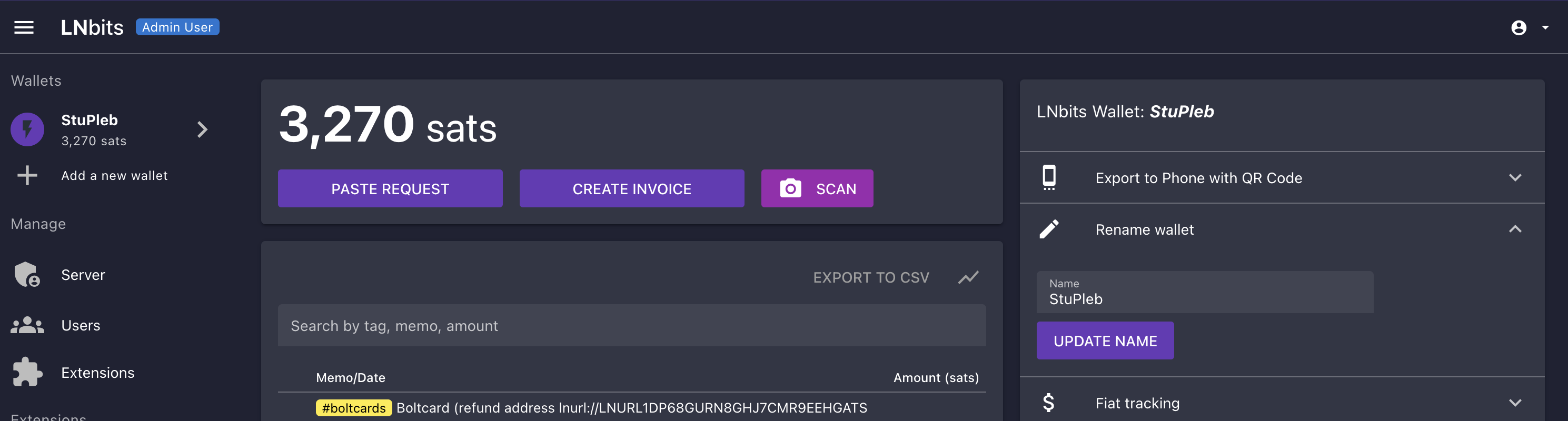 LNbits raname wallet
