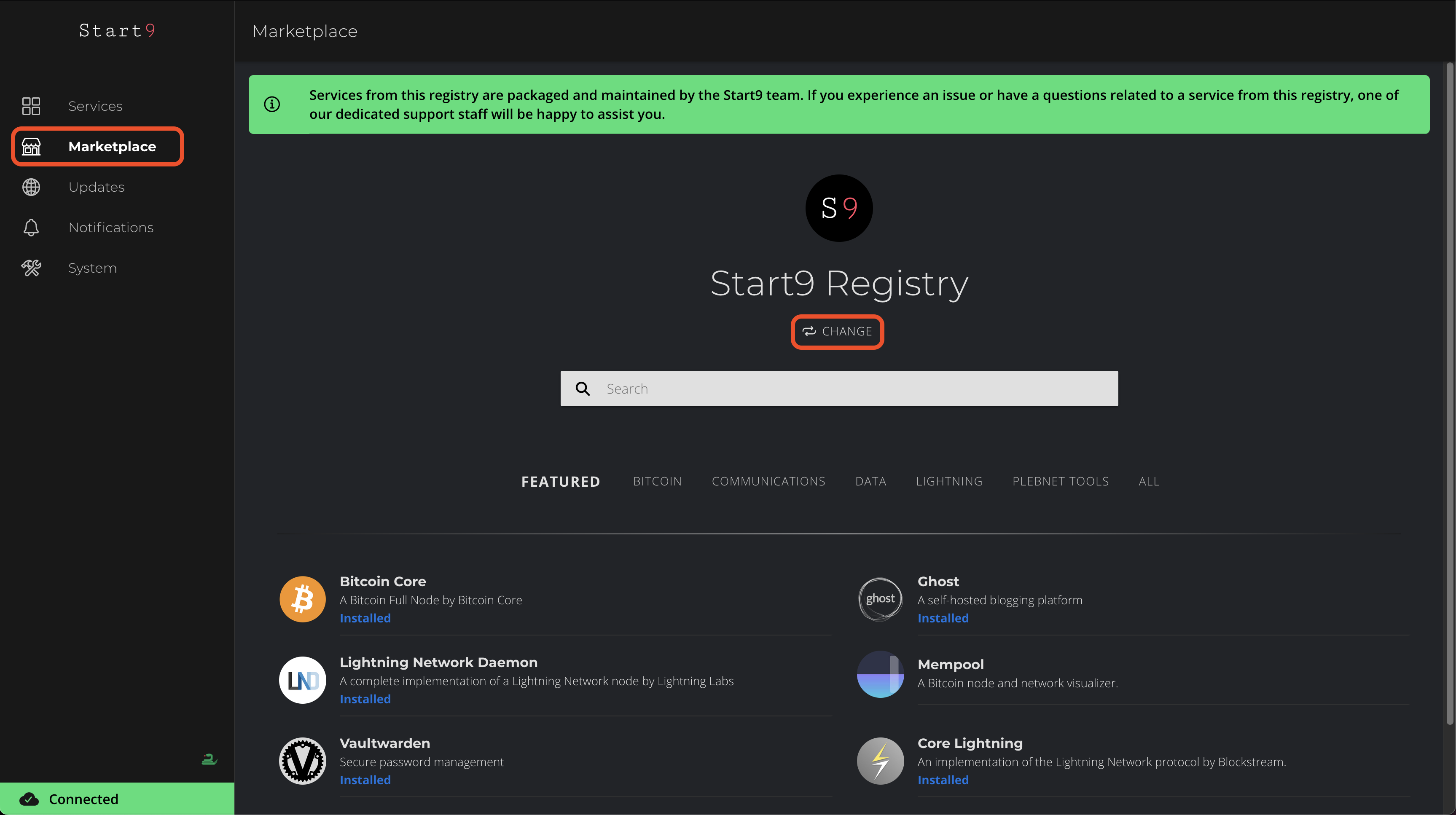 change registry